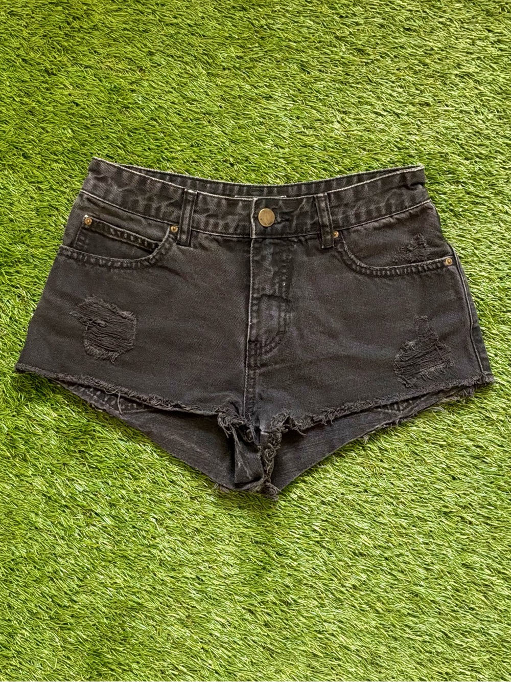 Billabong Black Distressed Denim Shorts Size 25